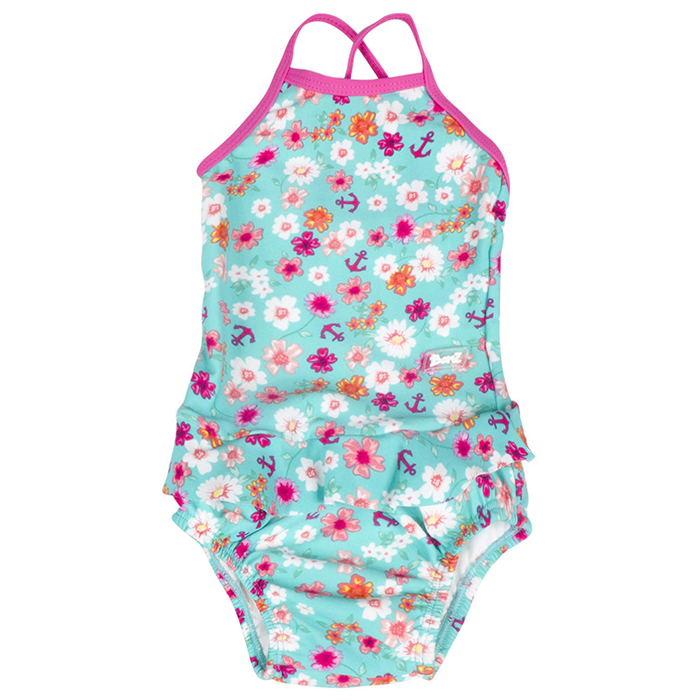 Banz Girls One-Piece Swimsuit with Frill - Floral - Babymama