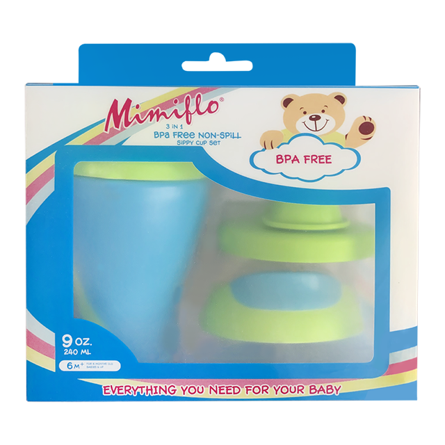 Mimiflo 3-in-1 BPA-Free Non-Spill Sippy Cup Set 240ml - Babymama