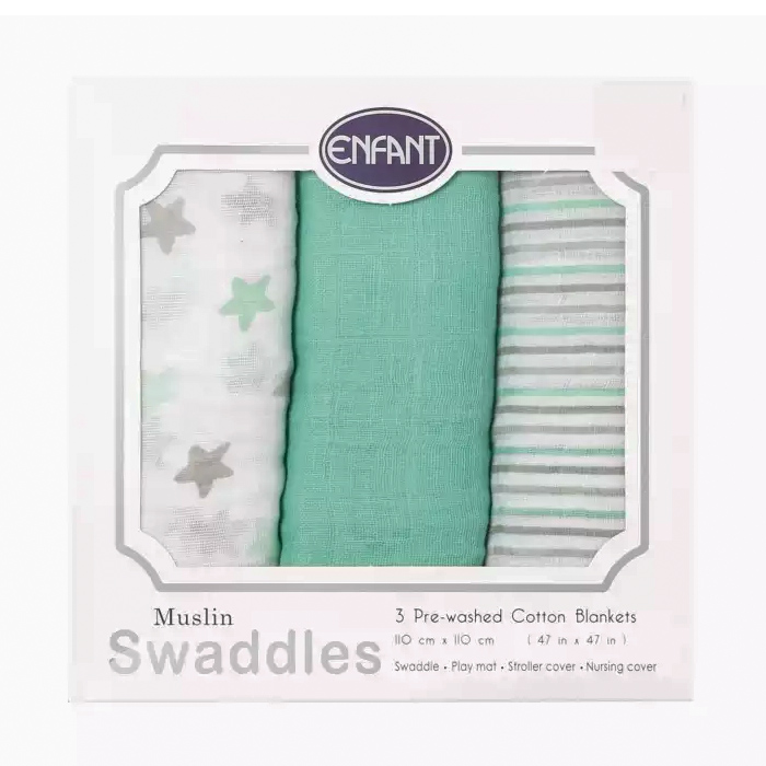 Enfant Muslin Swaddle Green Babymama