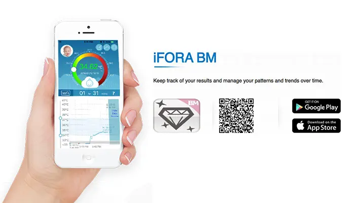 FORA TM10 Wearable Baby Thermometer with Bluetooth connectivity. Transfer  data to iFORA BM smartphone app. Get trends and customize alarms…