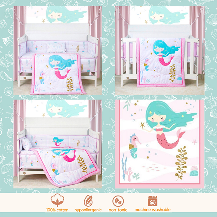 Mermaid crib hot sale bedding sets